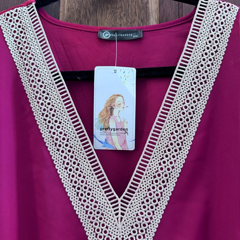 PRETTYGARDEN Women's Casual Summer Dress Size XXL in Wine Red NWT - Picture 4 of 4